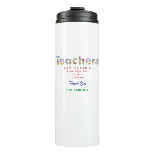 Bouteilles Isothermes Flower Letters Cadeau enseignant (Devant)