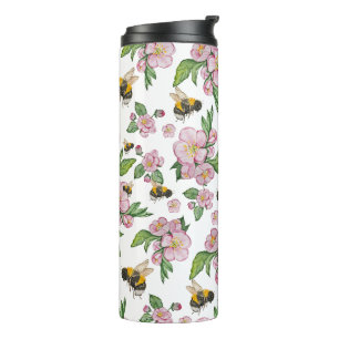 Bouteilles Isothermes Flower pomverger avec abeilles aquarelle timon