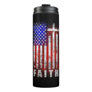 Bouteilles Isothermes Foi patriotique chrétienne Amour Jésus Drapeau amé
