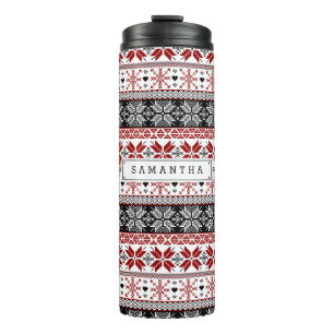 Bouteilles Isothermes Foire d'hiver rouge et noir Motif de l'île