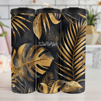 Bouteilles Isothermes Foliage tropical noir et or