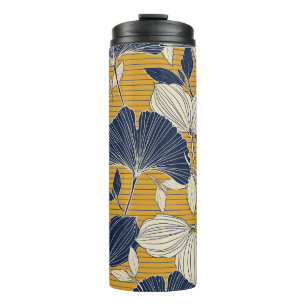 Bouteilles Isothermes Fond de plante tropical et motif feuille sans join