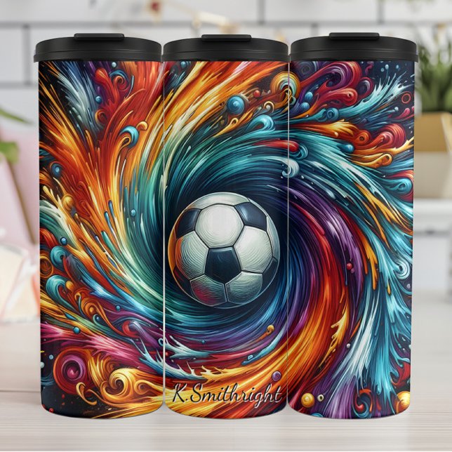 Bouteilles Isothermes Football Soccer Abstrait Swirl Couleur Explosion (Créateur téléchargé)