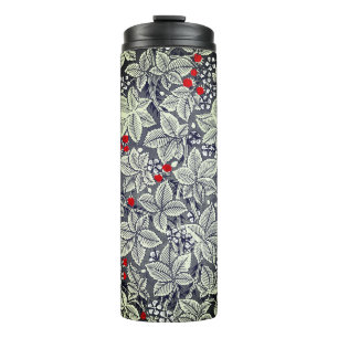 Bouteilles Isothermes Fraises et Feuilles Art Nouveau, gris argenté