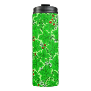 Bouteilles Isothermes Fraises et Feuilles Art Nouveau, Lime Green