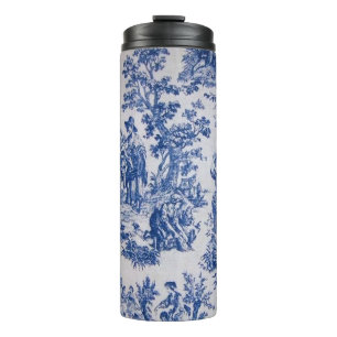 Bouteilles Isothermes Française toile de jouy bleu et blanc élégant