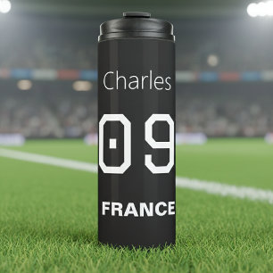 Bouteilles Isothermes France Football Nom Numéro Personnalisé Noir Blanc