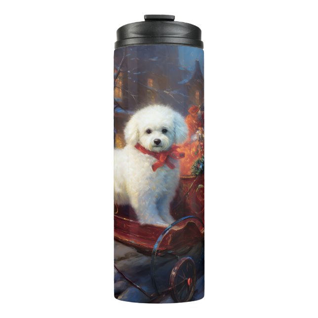 Bouteilles Isothermes Frise de Bichon Frise Festin de Noël (Devant)