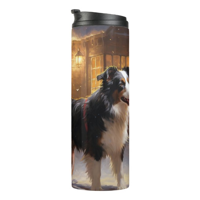 Bouteilles Isothermes Frontière Collie Festive de Noël (Tourné sur la droite)