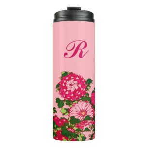Bouteilles Isothermes Frontière des fleurs japonaises, Fuchsia et Coral 