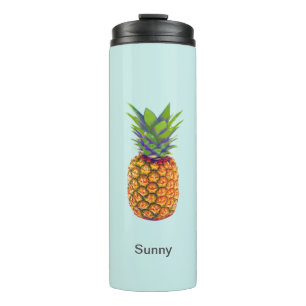 Bouteilles Isothermes Fruit d'ananas sur bleu clair