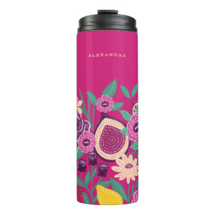 Bouteilles Isothermes Fruits tropicaux et rose botanique Fleur sauvage