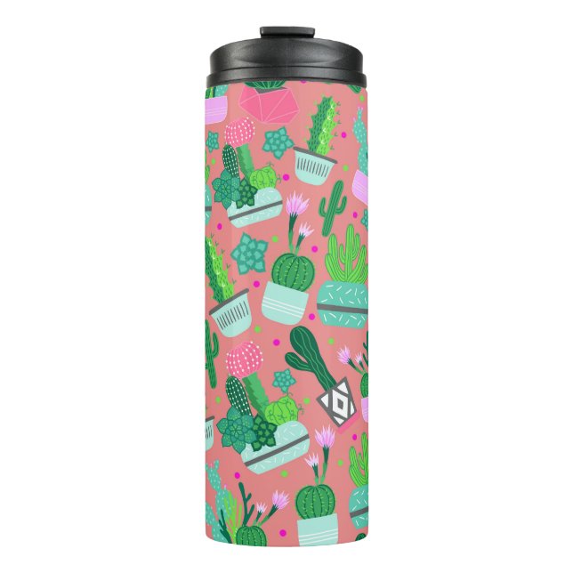 Bouteilles Isothermes Fun Southwestern mignon fille rose Motif Cactus (Devant)