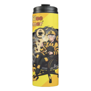 Bouteilles Isothermes Garçon Anime Joueur de Café Art Esthétique Jaune