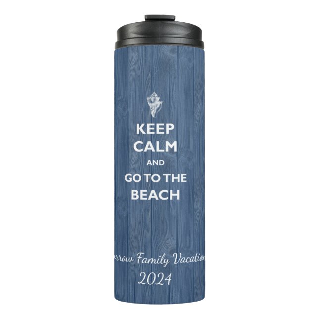 Bouteilles Isothermes Garder Calme Beach Shell Blue Wood Nom Therm Tumbl (Devant)