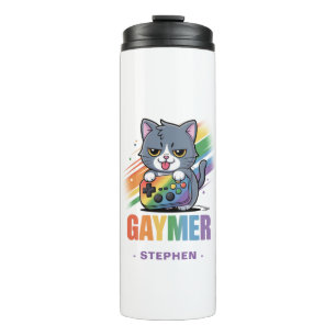 Bouteilles Isothermes Gaymer - Rainbow Gaming Cat avec console LGBTQ 2