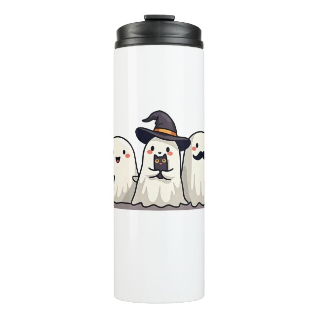 Bouteilles Isothermes Ghost Holding Black Cat Funny Halloween Cat Lovers (Devant)