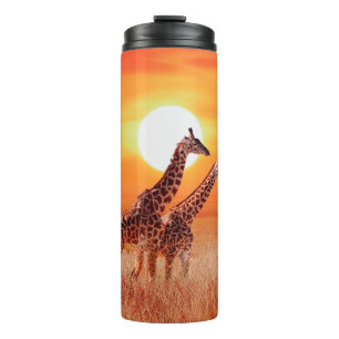 Bouteilles Isothermes Girafe dans la savane africaine contre le dos