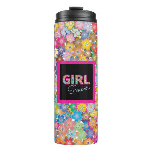 Bouteilles Isothermes Girl Power   Fille rose belles femmes Fleurs sauva