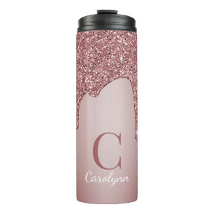 Bouteilles Isothermes Girly Rose Gold Sparkle Glitter Drips monogram