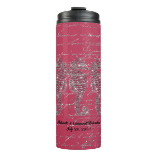 Bouteilles Isothermes Glam Viva Magenta et Silver Parties scintillant