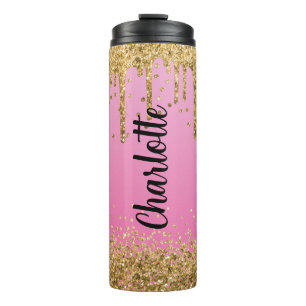 Bouteilles Isothermes Gobelet Isotherme Pailleté Rose Personnalisable