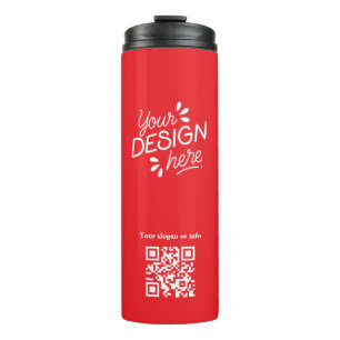 Bouteilles Isothermes Gobelet personnalisé QR Code & Slogan Rouge/Blanc