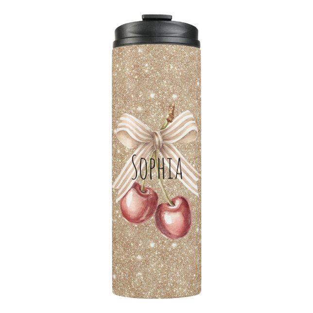 Bouteilles Isothermes Gold Glitter Red Cherries (Devant)
