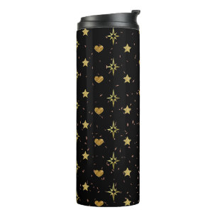 Bouteilles Isothermes Gold Stars Gold Hearts Motifs en noir