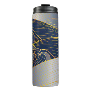 Bouteilles Isothermes Gold Wave Lines, Vintage Abstrait.