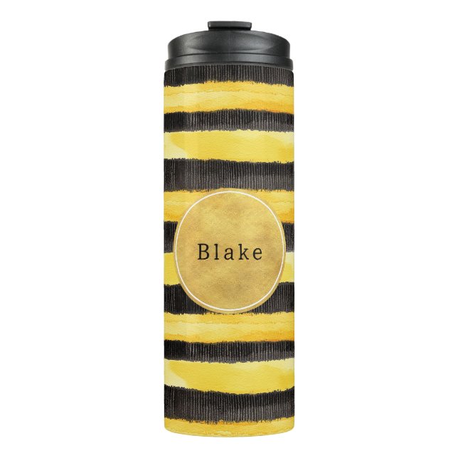 Bouteilles Isothermes Gold Yellow Black Bee Stripes (Devant)