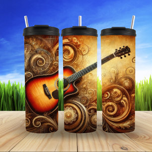 Bouteilles Isothermes Golden Acoustic Guitare Art Abstrait