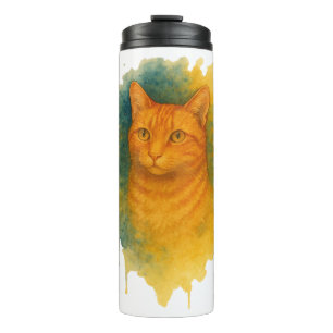 Bouteilles Isothermes Golden Glow : T-shirt Chat Aquarelle
