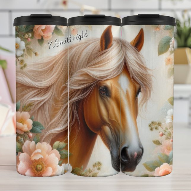 Bouteilles Isothermes Golden Horse Head Floral Beauty (Créateur téléchargé)