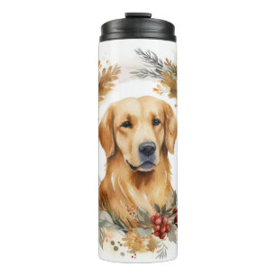 Bouteilles Isothermes Golden Retriever Christmas Wreath Festive Pup