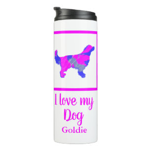 Bouteilles Isothermes Golden Retriever Dog Hot rose & Blue Silhouette