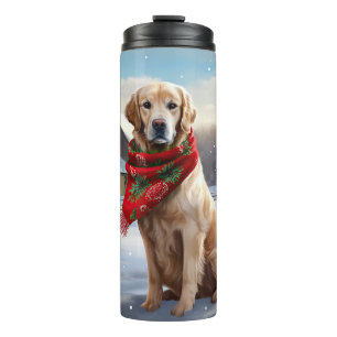 Bouteilles Isothermes Golden Retriever Dog in Snow Christmas