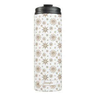 Bouteilles Isothermes Golden Yellow Snowflakes Motif & Custom Name