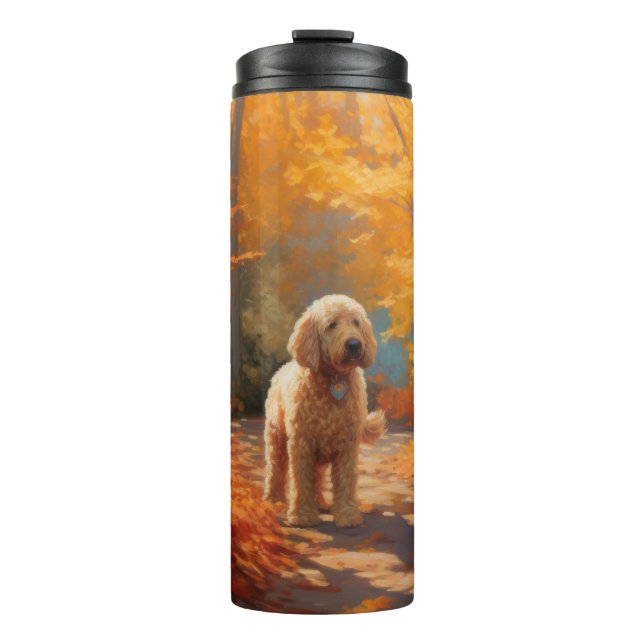Bouteilles Isothermes Goldendoodle en automne Leaves Fall Inspire (Devant)