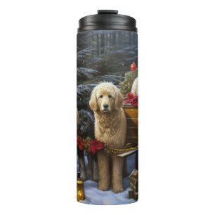 Bouteilles Isothermes Goldendoodle enneigé Luge Décor de Noël