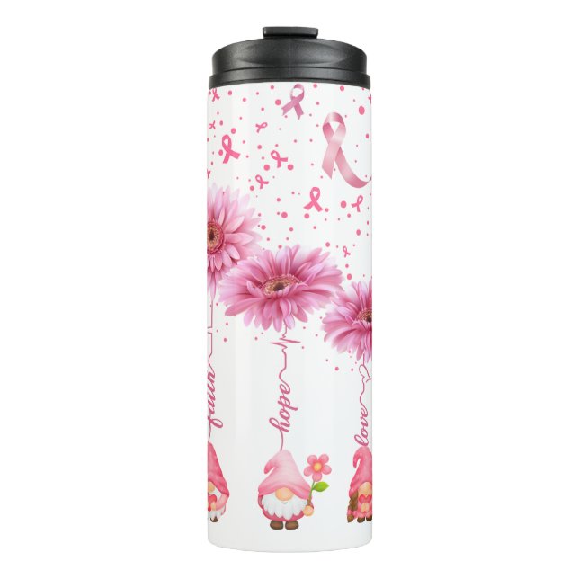 Bouteilles Isothermes Gome rose Ruban Foi Espoir & Amour Blanc (Devant)