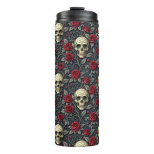 Bouteilles Isothermes Gothique Crâne Vintage et Roses Rouges Floral