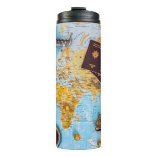 Bouteilles Isothermes gourde voyage map monde earth