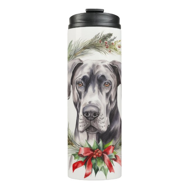 Bouteilles Isothermes Grand Dane Noël Wreath Festive Pup (Devant)