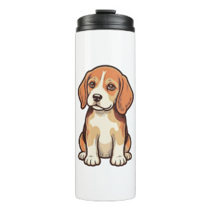 Bouteilles Isothermes Gravure vintage de chiot Beagle Art vectoriel_1