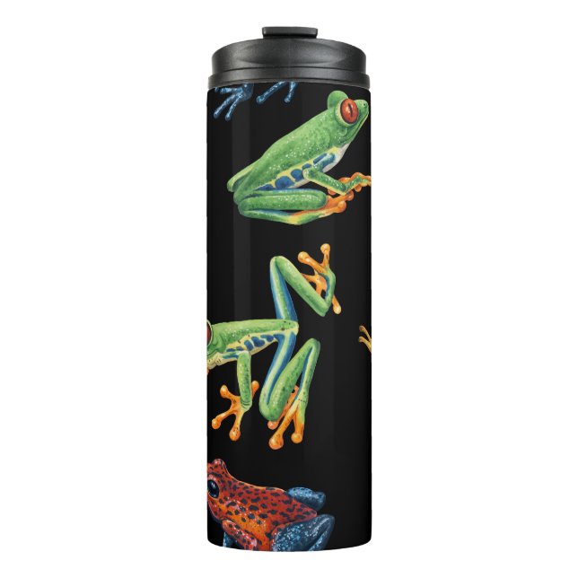 Bouteilles Isothermes Grenouilles sur noir (Devant)