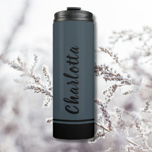 Bouteilles Isothermes Gris de charbon Noir Élégant Minimal Customisé