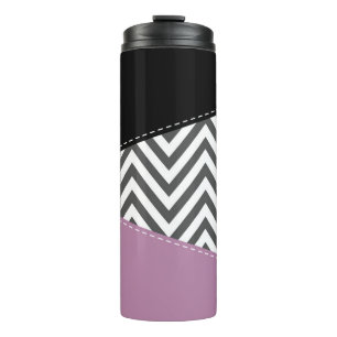 Bouteilles Isothermes Gris Zigzag, Gris Chevron, Motif Zigzag, Violet