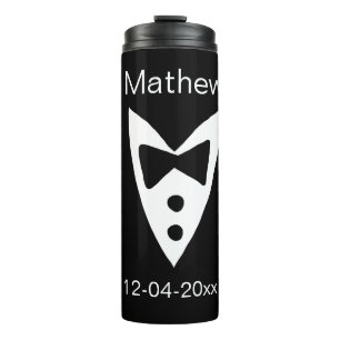 Bouteilles Isothermes groomsman ajouter nom année noir arc chemise crava