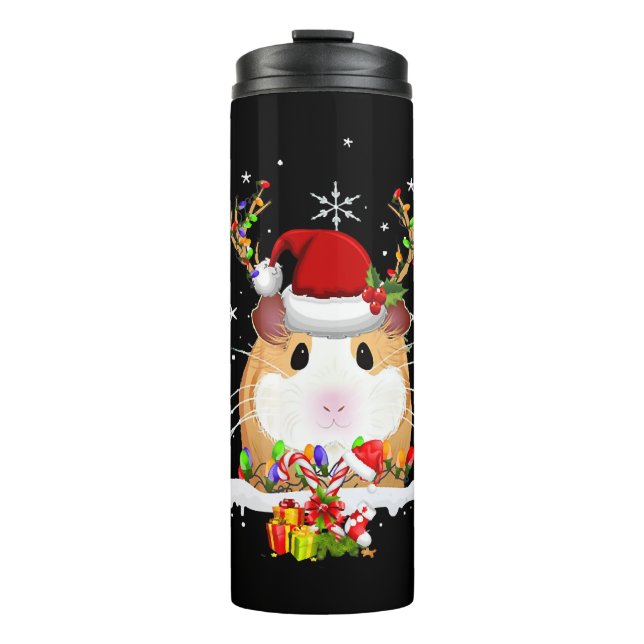 Bouteilles Isothermes Guinea Pig Christmas Reindeer Christmas Lights (Devant)